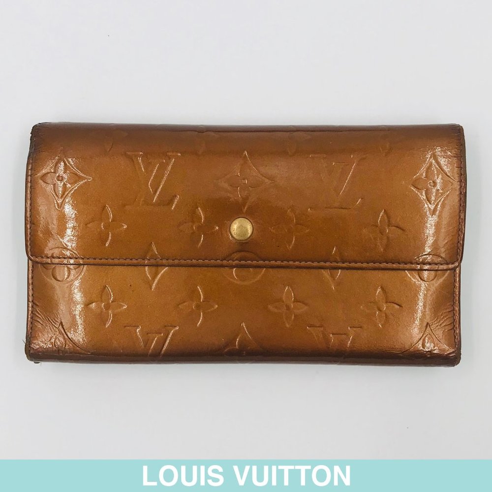 Auth Louis Vuitton Monogram Vernis brown wallet
